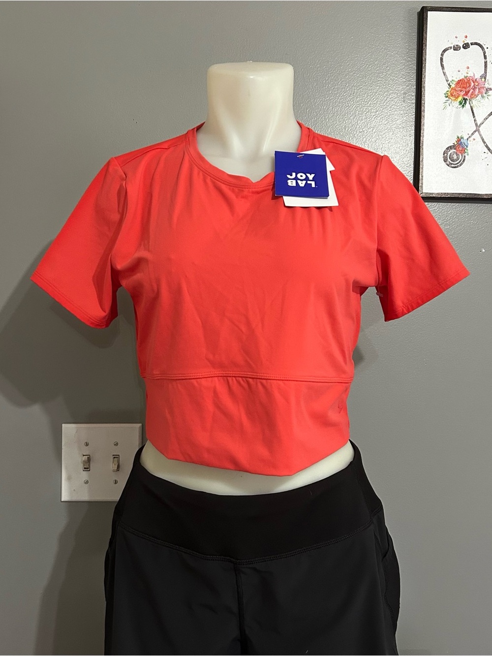 JoyLab Coral Short Sleeve Cropped Active Top